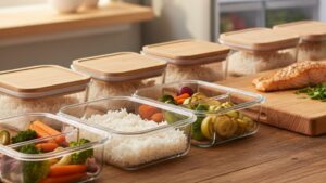 Family meal prep using groceries from both Aldi and Costco, showing affordable, organized meals planned for the week.