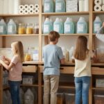 Family organizing household staples bought in bulk without a membership fee, showing smart and simple home savings